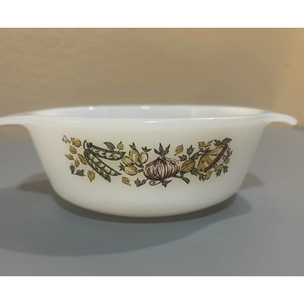 Anchor Hocking Fire King Onion Peas Veggie Mushroom Mini Casserole Dish Bowl